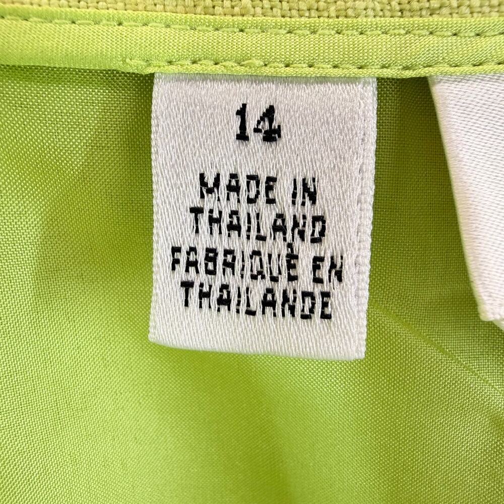 Talbots Irish Linen Button-Down A-Line Midi Skirt Sze 14 Lime Lined Beach Spring - Picture 5 of 10